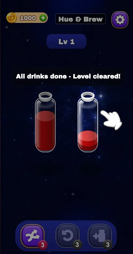 Opening screen of Puzzle: Water Sort in the browser build
